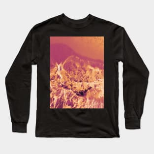 Photo of ocean waves on the beach in hot orange gradient gift ocean lover gift surf and waves decor Long Sleeve T-Shirt